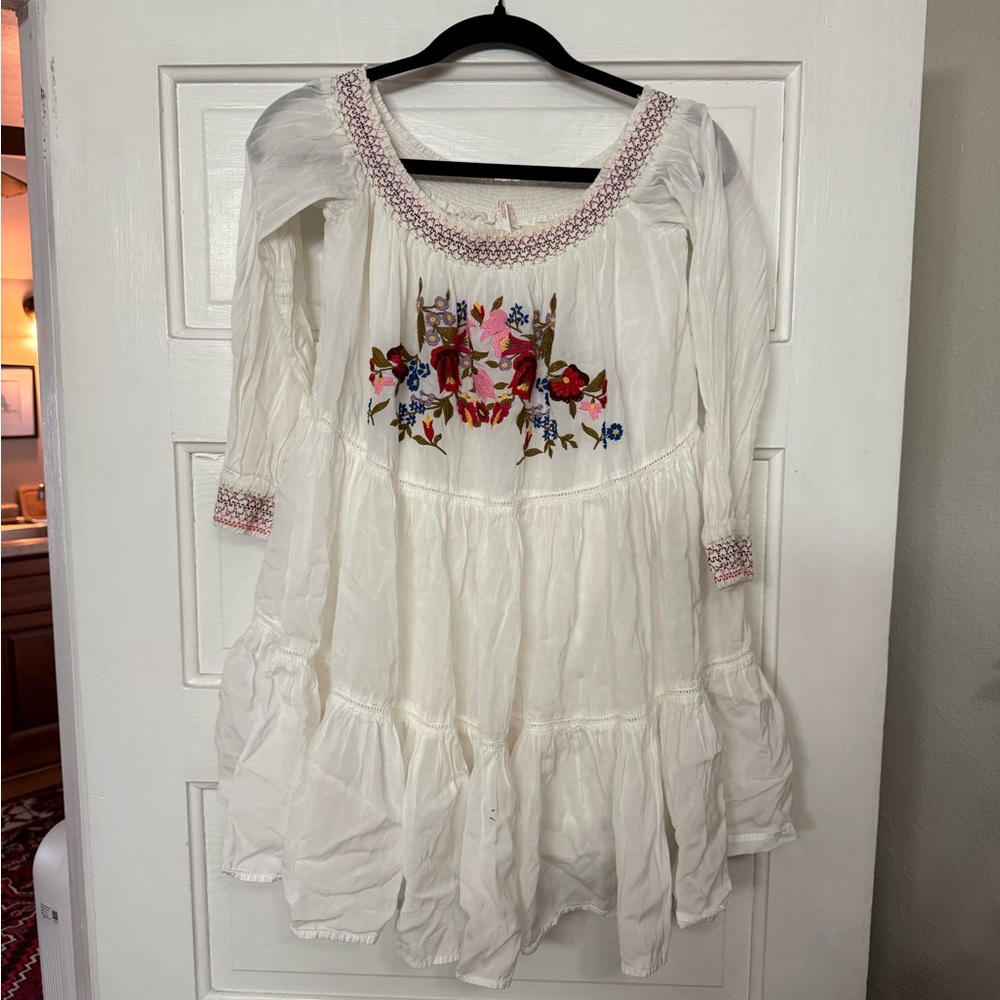 Free People Off Shoulder Embroidered Dress